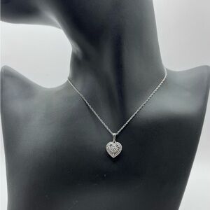 Heart Shaped Natural Diamond Silver Necklace
